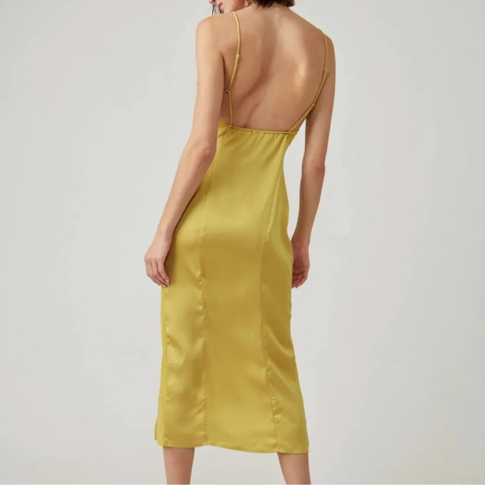 💛FREE PEOPLE City Cool Midi Slip Dress, Boho Chic Yellow Gold Boho Chic SMALL